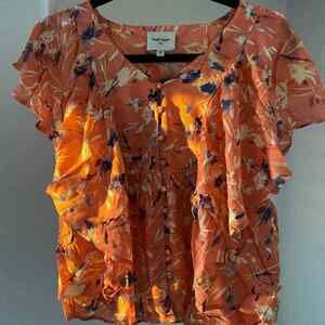 Haute Hippie Karen Printed Flutter-Sleeve Blouse Floral A370009 New